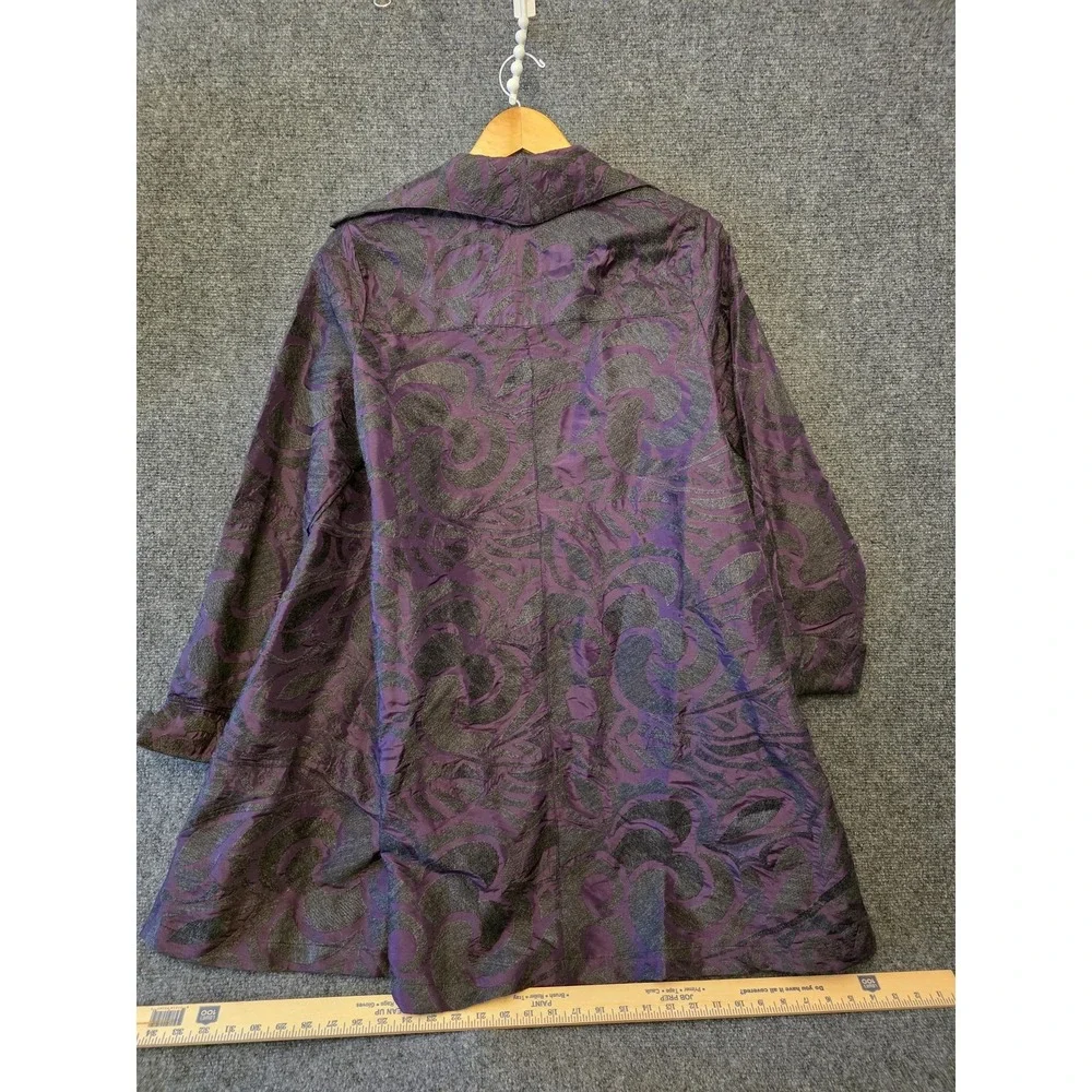 Kathleen Sommers Coat Womens Medium Purple‎ Paisley Single Button 3/4 Sleeve USA